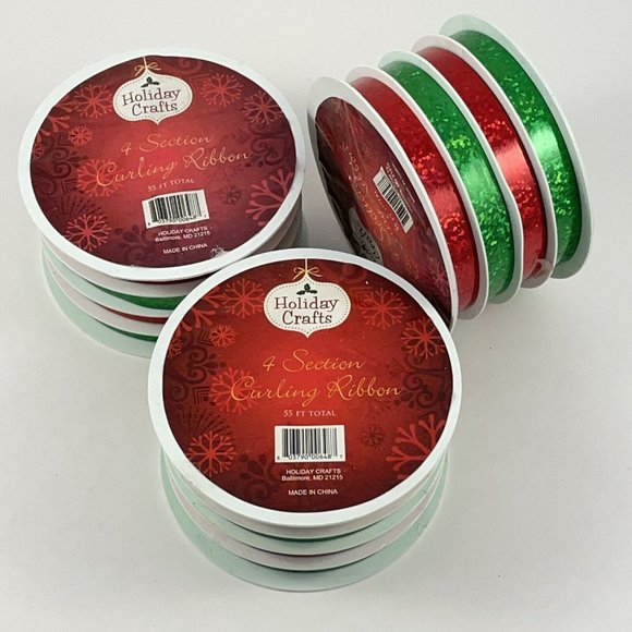 New Holiday Ribbons 3 packs of Red / Green Ribbons by Holiday Crafts 55Ft each - Picture 1 of 4
